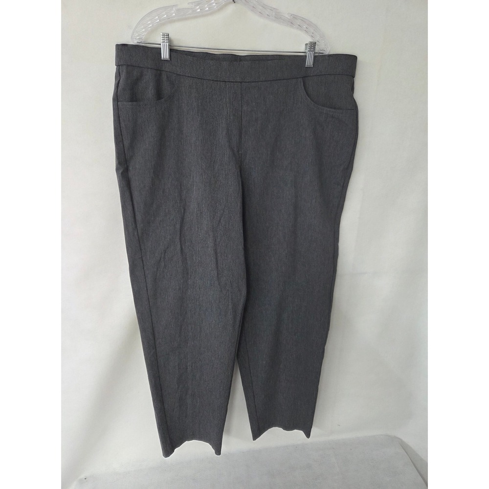 Alfred Dunner Woman 20W Gray Pull On Dress Pants Plus Size Trousers Charcoal